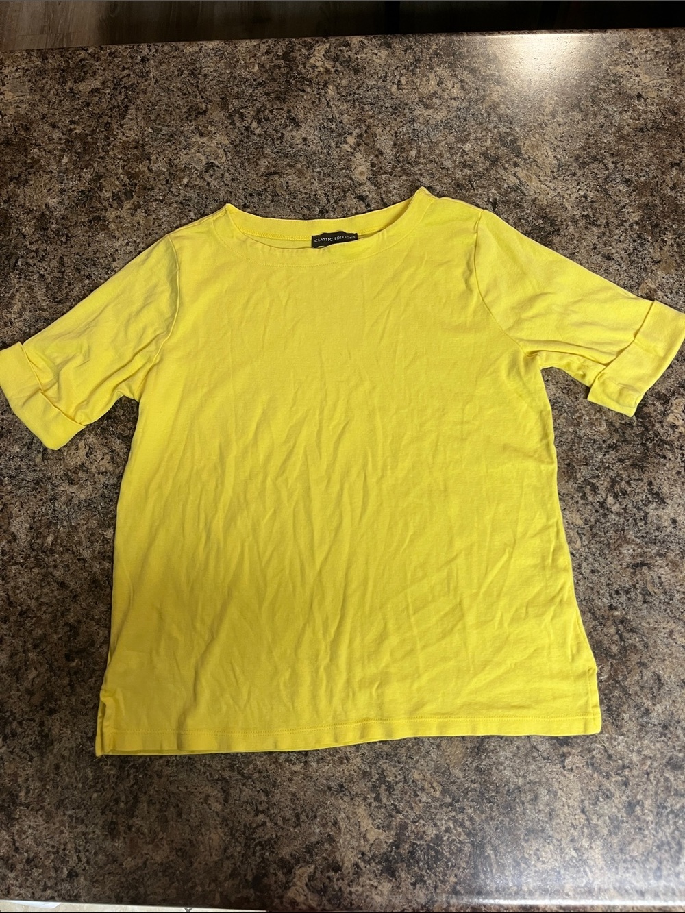 Classic Edition 100% cotton Yellow half sleeve rolled cuff Tee
